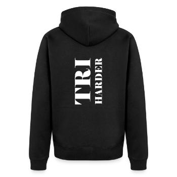 Triathlon Swim Bike Run - Unisex Premium Organic Zip Hoodie - black - Back - Nico (187cm)