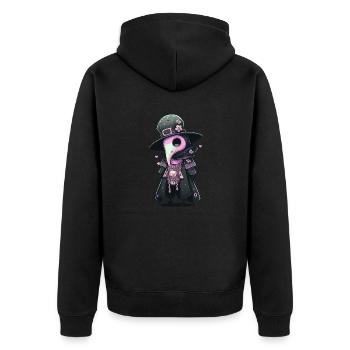 Plague Doctor with Hearts - Unisex Premium Organic Zip Hoodie - black - Back - Nico (187cm)