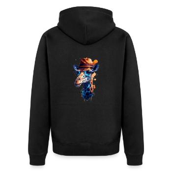 Colorful vector giraffe wears glasses and hat - Unisex Premium Organic Zip Hoodie - black - Back - Nico (187cm)