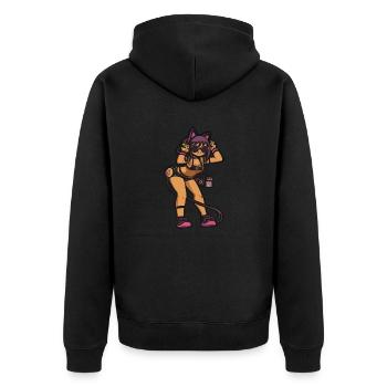 Katze Cosplay - Unisex Premium Bio Zip Hoodie - Schwarz - Hinten - Nico (187cm)