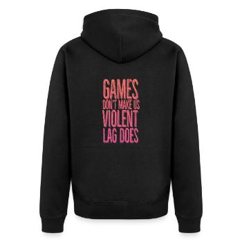 Les jeux ne nous rendent pas violents, le décalage si. - Veste à capuche bio Premium Unisexe - noir - Dos - Nico (187cm)