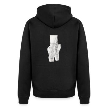 Schwarz-Weiß-Ballett-Spitzenschuhe Bleistiftzeichnung - Unisex Premium Bio Zip Hoodie - Schwarz - Hinten - Nico (187cm)