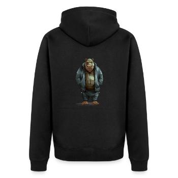 Street style hippopotamus | Hippo lovers - Unisex Premium Organic Zip Hoodie - black - Back - Nico (187cm)