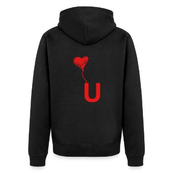 Brief an das Herz - Unisex Premium Bio Zip Hoodie - Schwarz - Hinten - Nico (187cm)