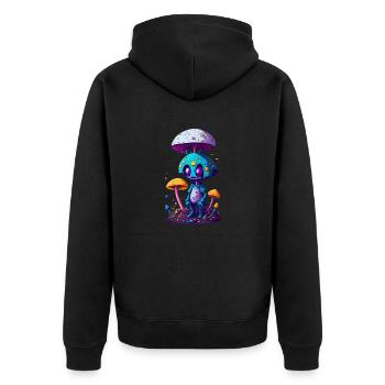 Trippy Alien 01 - Unisex Premium Organic Zip Hoodie - black - Back - Nico (187cm)