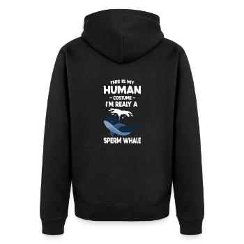 Das ist mein menschliches Kostüm Ich bin wirklich ein Wal lustig - Unisex Premium Bio Zip Hoodie - Schwarz - Hinten - Nico (187cm)
