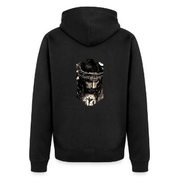 jesus bibel christliche religion christliches kreuz christlich - Unisex Premium Bio Zip Hoodie - Schwarz - Hinten - Nico (187cm)