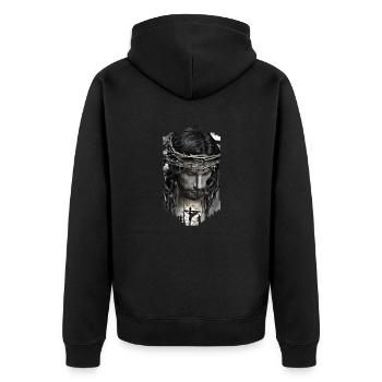 jesus bibel christliche religion christliches kreuz christlich - Unisex Premium Bio Zip Hoodie - Schwarz - Hinten - Nico (187cm)