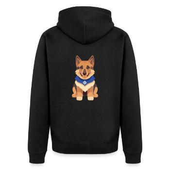 Schäferhund Welpe süß - Unisex Premium Bio Zip Hoodie - Schwarz - Hinten - Nico (187cm)