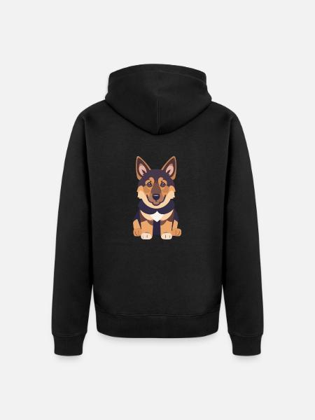 Schäferhund Welpe Sitzend - Unisex Premium Bio Zip Hoodie - Schwarz