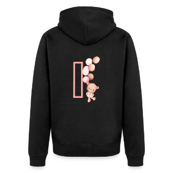 Letter i Pink Bear - Unisex Premium Organic Zip Hoodie - black - Back - Nico (187cm)