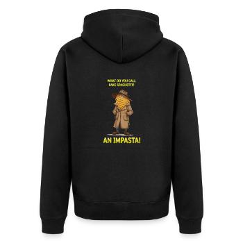 Eine Impasta - Unisex Premium Bio Zip Hoodie - Schwarz - Hinten - Nico (187cm)