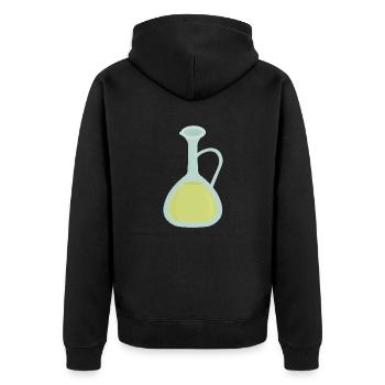 olive oil - Unisex Premium Organic Zip Hoodie - black - Back - Nico (187cm)