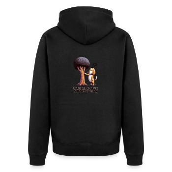 Barking Up The Wrong Tree - Unisex Premium Organic Zip Hoodie - black - Back - Nico (187cm)
