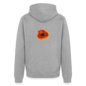 Mohn - Unisex Premium Bio Zip Hoodie - Grau meliert - Hinten - Nico (187cm)