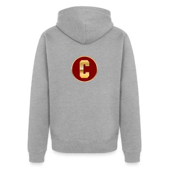 Lettre C - Veste à capuche bio Premium Unisexe - gris chiné - Dos - Nico (187cm)