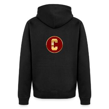 Buchstabe C - Unisex Premium Bio Zip Hoodie - Schwarz - Hinten - Nico (187cm)
