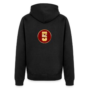 Gold number 5 - Unisex Premium Organic Zip Hoodie - black - Back - Nico (187cm)