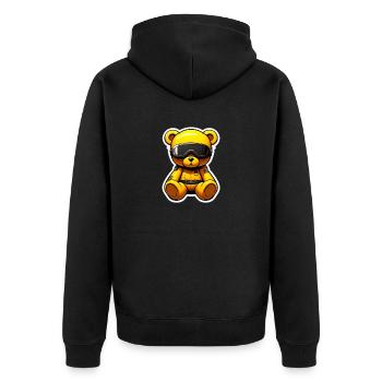 Yellow bear - Unisex Premium Bio Zip Hoodie - Schwarz - Hinten - Nico (187cm)