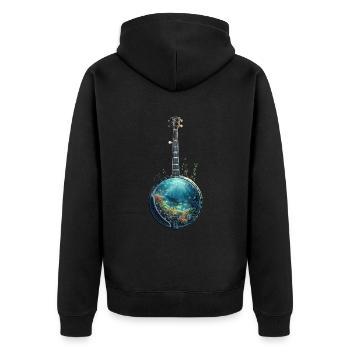 Fish Banjo - Unisex Premium Organic Zip Hoodie - black - Back - Nico (187cm)