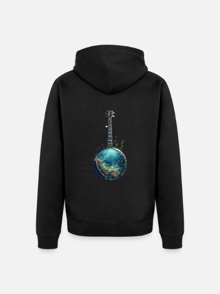 Fish Banjo - Unisex Premium Organic Zip Hoodie - black