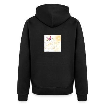Motivation - Unisex Premium Bio Zip Hoodie - Schwarz - Hinten - Nico (187cm)