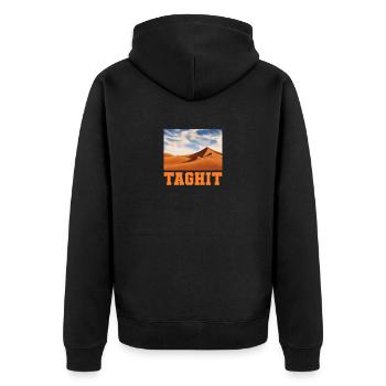 Taghit - Unisex Premium Bio Zip Hoodie - Schwarz - Hinten - Nico (187cm)