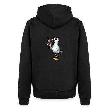 North Sea Coast Seagull Smoking Pipe Hamburg - Unisex Premium Organic Zip Hoodie - black - Back - Nico (187cm)