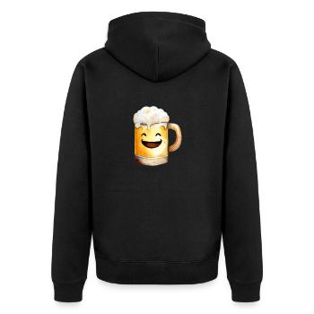 Ein glückliches Pint Bier - Unisex Premium Bio Zip Hoodie - Schwarz - Hinten - Nico (187cm)