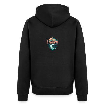 SURREAL - Unisex Premium Bio Zip Hoodie - Schwarz - Hinten - Nico (187cm)