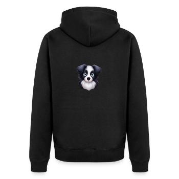 Artistic Border Collie Portrait - Unisex Premium Organic Zip Hoodie - black - Back - Nico (187cm)