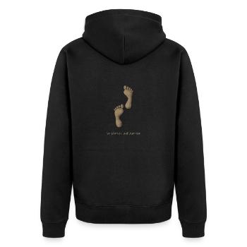 Amrum Sand - Unisex Premium Bio Zip Hoodie - Schwarz - Hinten - Nico (187cm)
