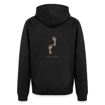 Juist Sand - Unisex Premium Bio Zip Hoodie - Schwarz - Hinten - Nico (187cm)