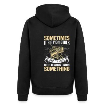 A Fish Or A Buzz Funny Fishing Trout Bass Fishing - Unisex Premium Bio Zip Hoodie - Schwarz - Hinten - Nico (187cm)