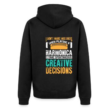 I Don't Make Mistakes When Playing Harmonica - Unisex Premium Organic Zip Hoodie - black - Back - Nico (187cm)