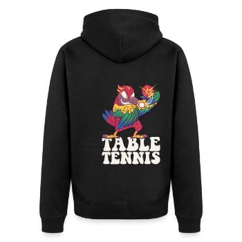 Ping Pong Parrot Outfit Table Tennis Bird - Unisex Premium Organic Zip Hoodie - black - Back - Nico (187cm)