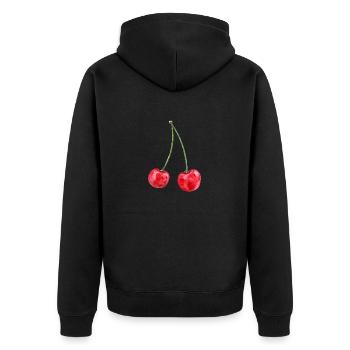 Kirschen - Unisex Premium Bio Zip Hoodie - Schwarz - Hinten - Nico (187cm)