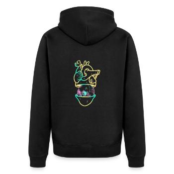 Heart Skull 2 yellow - Veste à capuche bio Premium Unisexe - noir - Dos - Nico (187cm)