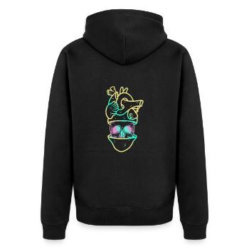 Heart Skull 3 yellow - Veste à capuche bio Premium Unisexe - noir - Dos - Nico (187cm)