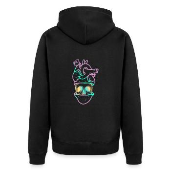 Heart Skull 3 mauve - Veste à capuche bio Premium Unisexe - noir - Dos - Nico (187cm)