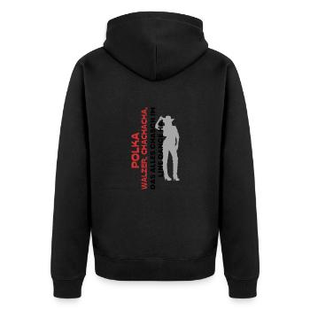 polker walzer chachacha-linedance - Unisex Premium Bio Zip Hoodie - Schwarz - Hinten - Nico (187cm)