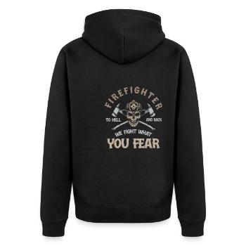 Feuerwehrmann Feuerwehr & Sprüche - Unisex Premium Bio Zip Hoodie - Schwarz - Hinten - Nico (187cm)