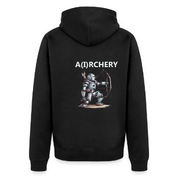 Bogenschütze - Unisex Premium Bio Zip Hoodie - Schwarz - Hinten - Nico (187cm)