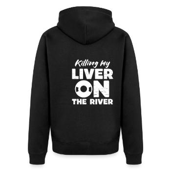 Killing My Liver On The River Summer Drinking - Unisex Premium Organic Zip Hoodie - black - Back - Nico (187cm)