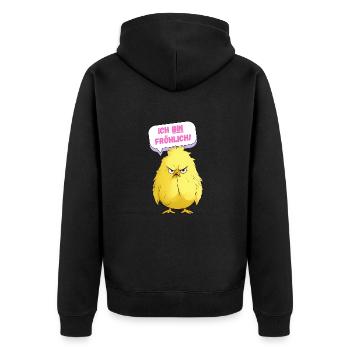 Poulet - Je suis joyeux - Veste à capuche bio Premium Unisexe - noir - Dos - Nico (187cm)