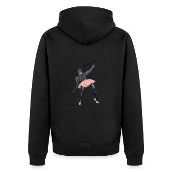sei du selbst - Unisex Premium Bio Zip Hoodie - Schwarz - Hinten - Nico (187cm)