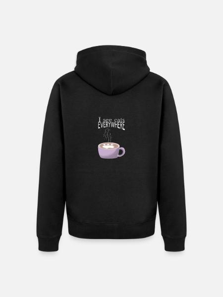 I see cats everywhere - Unisex Premium Organic Zip Hoodie - black