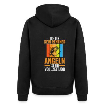 Angel Fischen Ruhestand Opa Angeln Rentner Angler - Unisex Premium Bio Zip Hoodie - Schwarz - Hinten - Nico (187cm)