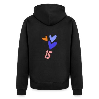 ALLES GUTE ZUM GEBURTSTAG. ALLES GUTE ZUM GEBURTSTAG. JAHRESTAG. - Unisex Premium Bio Zip Hoodie - Schwarz - Hinten - Nico (187cm)