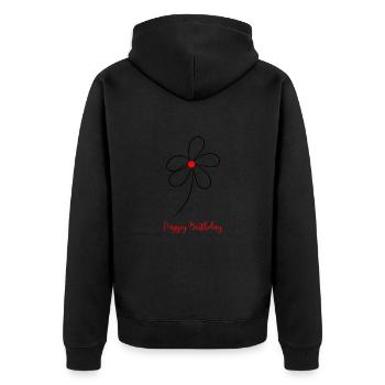 ANNIVERSAIRE. HAPPY BIRTHDAY. JOYEUX ANNIVERSAIRE. - Veste à capuche bio Premium Unisexe - noir - Dos - Nico (187cm)